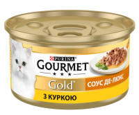 Purina Gourmet Gold Консервований корм для кішок з куркою, Соус Де-Люкс, шматочки у соусі  85 г