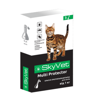 SkyVet Multi Protector Краплі для котів від паразитів на вагу від 1 кг 0.6 мл/1 піпетка