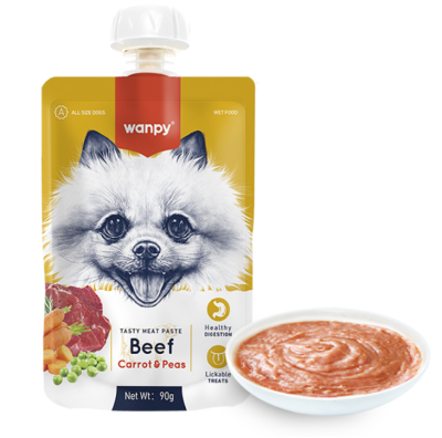 Wanpy Beef Carrot & Pea Крем-суп для собак, говядина с морковью, 90 г