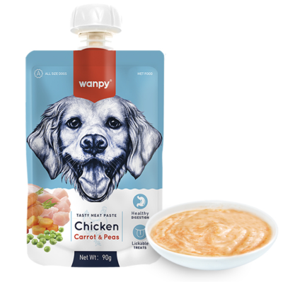 Wanpy Chicken Carrot & Pea Крем-суп для собак, с курицей и морковью, 90 г