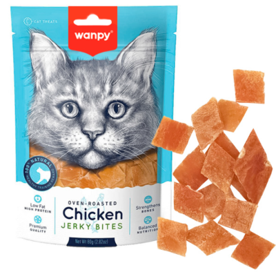 Wanpy Chicken Jerky Bites Ласощі для котів в'ялені курячі шматочки, 80 г
