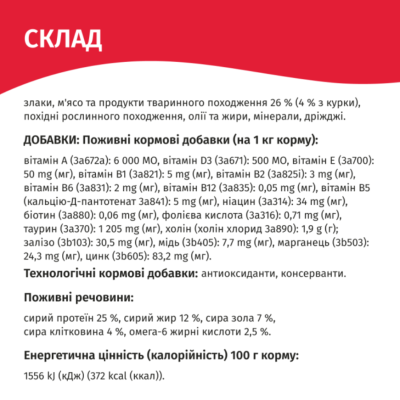 МЯУ Сухий повнораціонний корм для дорослих котів з м'ясом, НА ВАГУ
