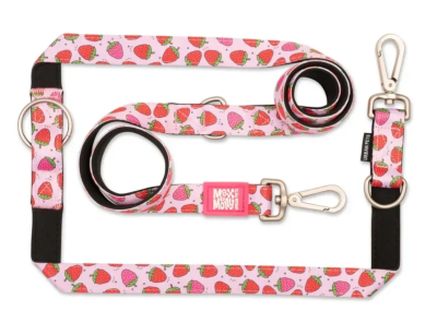 Max & Molly Multi-Function Leash Strawberry Dream Поводок многофункциональный с принтом Клубничная мечта, S, Ш 15 мм, Д 200 см