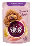 Delickcious Влажный корм для собак, Полоски с индейкой и творогом в крем-супе, 85 г