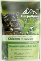 Carpathian Pet Food повнораціонний вологий преміум корм для кошенят всіх порід з куркою в соусі, 80г