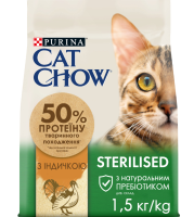 Purina Cat Chow Sterilised Сухий повнораціонний корм для дорослих стерилізованих котів з індичкою 1.5 кг