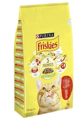 Purina Friskies Сухий повнораціонний корм для дорослих котів з яловичиною, куркою та овочами, НА ВАГУ