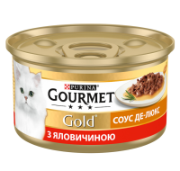 Purina Gourmet Gold Консервований корм для кішок, Соус Де-Люкс з яловичиною 85 г