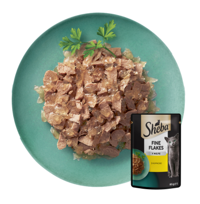 Sheba Fine Flakes Вологий корм для котів, з куркою в желе, 85 г