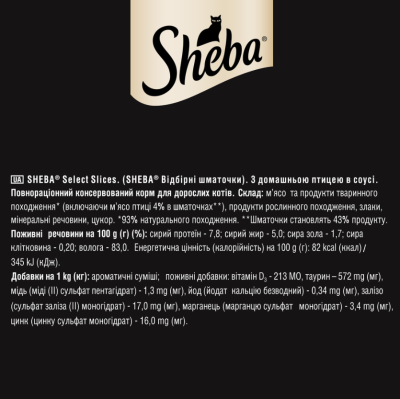 Sheba Select Slices Вологий корм для котів, з домашньою птицею в соусі 85 г