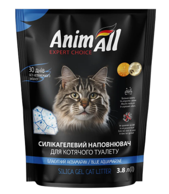 AnimAll Голубой аквамарин Силикагелевый наполнитель для кошачьего туалета, 3.8 л (1.6 кг)