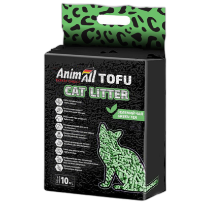 AnimAll Tofu Green Tea Соєвий наповнювач з ароматом зеленого чаю, для котів, 10 літрів (4,66 кг)