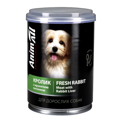 AnimAll Вологий корм для собак, з кролем та кролячою печінкою, 375 г