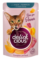 Delickcious Вологий корм для котів качка з гарбузом 85 г