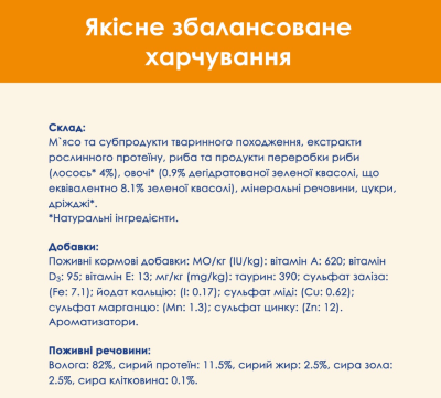 Purina Cat Chow Adult Вологий корм для кішок з лососем і зеленою квасолею, шматочки у підливці 85 г