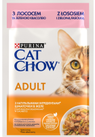 Purina Cat Chow Adult Вологий корм для кішок з лососем і зеленою квасолею, шматочки у підливці 85 г