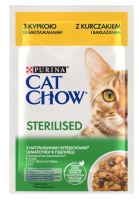 Purina Cat Chow Sterilized Вологий корм для стерилізованих котів з куркою та баклажанами, шматочки у підливці 85 г