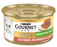 Purina Gourmet Gold Консервований корм для кішок з качкою, морквою і шпинатом, шматочки в паштеті 85 г