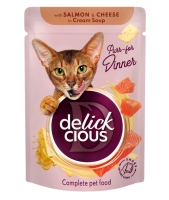 Delickcious Вологий корм для котів лосось і сир, 85 г