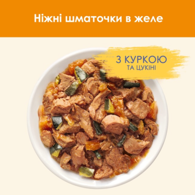 Purina Cat Chow Adult Вологий корм для дорослих котів з куркою та цукіні, шматочки в желе 85 г