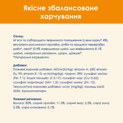 Purina Cat Chow Adult Вологий корм для дорослих котів з куркою та цукіні, шматочки в желе 85 г