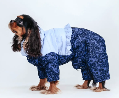 Dogs Bomba Зимовий комбінезон для собак, рюша, візерунки, синiй, розмір 4